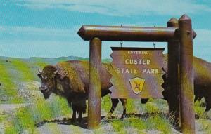 South Dakota Custer State Park Entrance Sign With Buffalo