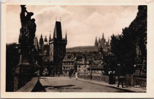 Czech Republic Praha Prague Karlův most a Hradčany Vintage RPPC C203