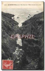 Old Postcard Quiberon Cote Sauvage Roche hollow by the sea