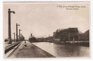 Ship Gatun Locks Panama Canal 1936 RPPC Real Photo postcard