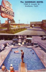 THE SANDMAN MOTEL ANAHEIM, CA ppolside woman on diving board