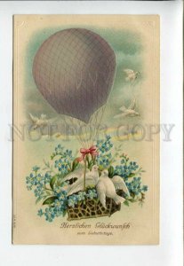 3160480 Birthdays BALLOON Pigeons Forget-me-not Vintage ColorPC