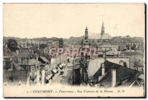 Old Postcard Chaumont Panorama Rue Victoire De La Marne