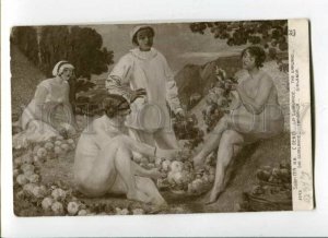 3093458 NUDE Nymph w/ Garland of Apples by DENIS old SALON 1914