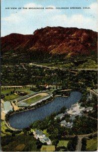 Vtg 1950s Aerial View of Broadmoor Hotel Colorado Springs Colorado CO Postcard