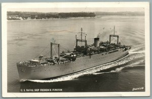 US NAVAL SHIP USS FREDERICK FUNSTON VINTAGE REAL PHOTO POSTCARD RPPC