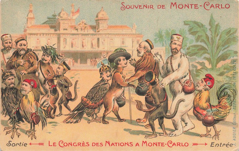 Souvenir De Monte - Carlo Des Nations a Monte - Carlo Entree Postcard