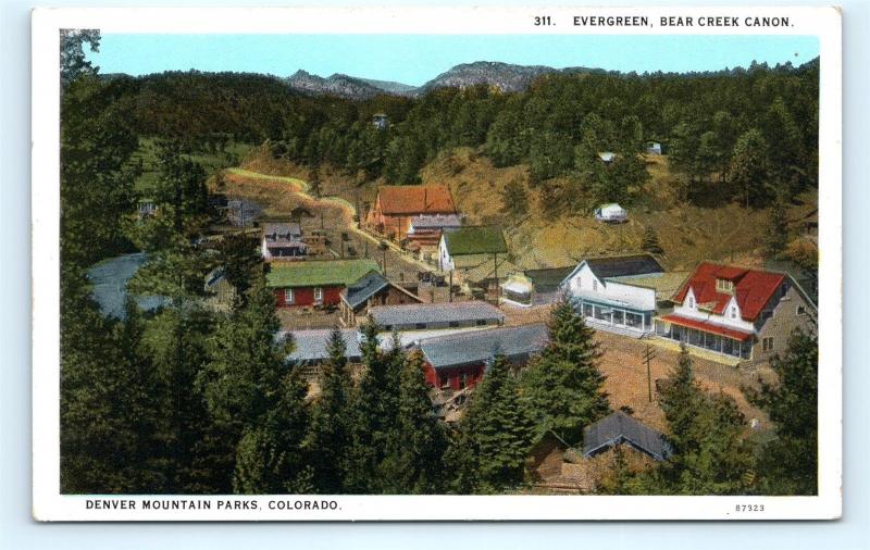 Postcard CO Evergreen Bear Creek Canon Denver Mountain Parks Summer Colony L06