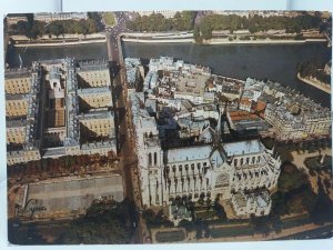 Vintage Postcard Paris Aerial View Notre Dame and Hospital Hôtel - Dieu c1974