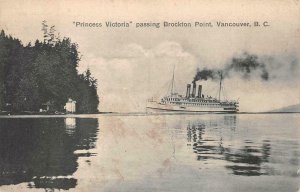 PRINCESS VICTORIA SHIP BROCKTON POINT VANCOUVER BC CANADA POSTCARD (c. 1910)