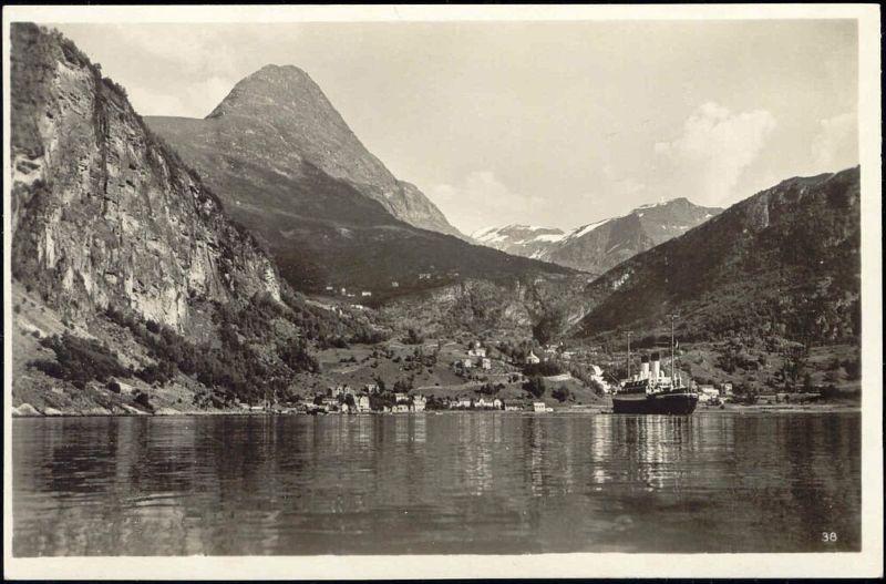 norway norge GEIRANGER MEROK, Panorama Steamer 20s RPPC