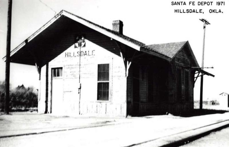 Hillsdale Oklahoma 1971 Santa Fe train depot real photo pc Z28259