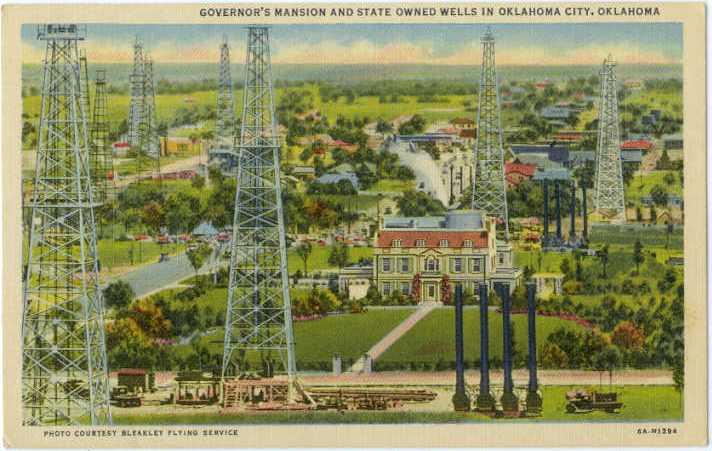 Linen of Oil Wells & Governor's Mansion Oklahoma City OK