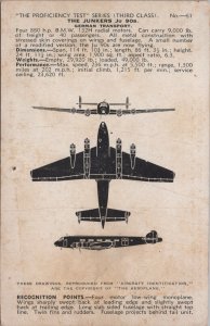 The Junkers Ju 90B German Transport Aircraft Vintage Postcard 05.31 