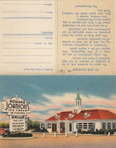Double Postcard Howard Johnson's From Maine to Florida