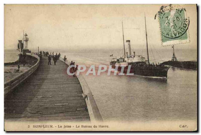 Old Postcard Honfleur La Jetee The Boat Harbor