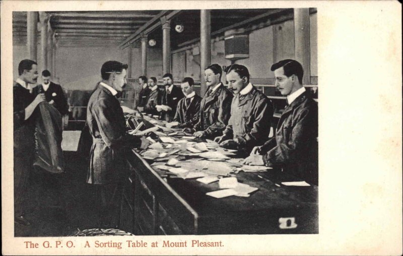 Mount Pleasant Cornwall GPO Post Office Occupation Sorting Table c1910 Postcard