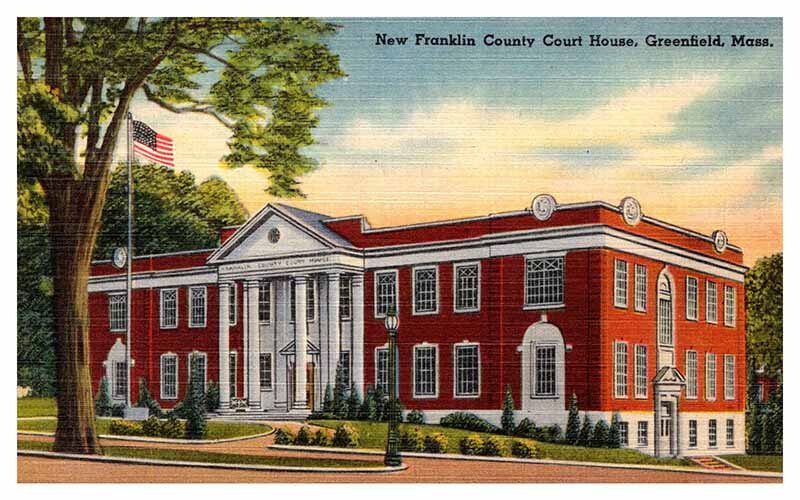 Postcard COURT HOUSE SCENE Greenfield Massachusetts MA AQ6131