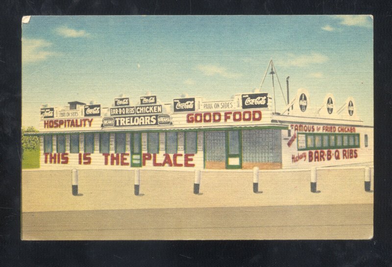 FORT DODGE IOWA TRELOARS INN FRIED CHICKEN RESTAURANT LINEN ADVERTISING POSTCARD