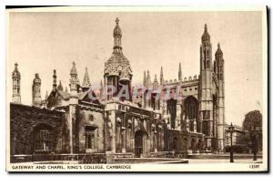 Postcard Old Gateway and Chapel King's College Cambridge