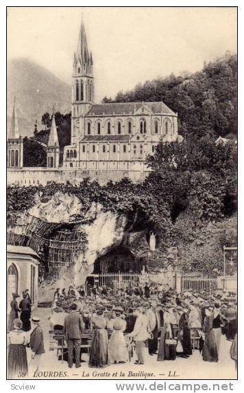 La Grotte Et La Basilique, Lourdes (Hautes-Pyrénées), France, 1900-190s ...