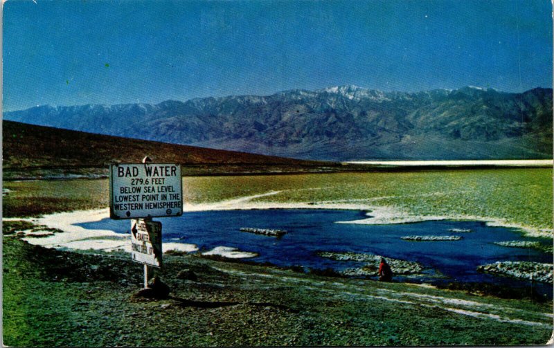 Vtg Bad Water Death Valley National Monument California CA Unused Postcard