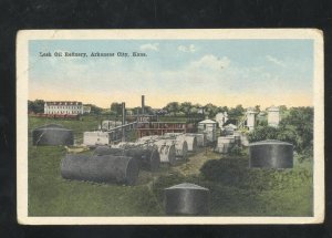 ARKANSAS CITY KANSAS LESH OIL REFINERY OIL TANKS VINTAGE POSTCARD