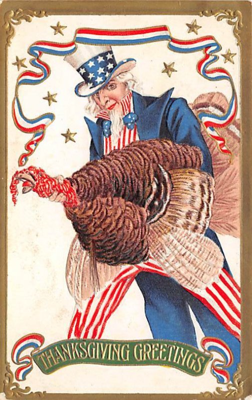 Thanksgiving Greetings USA Uncle Sam 1907 