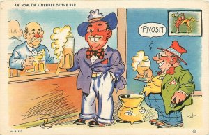 Postcard 1940s Ray Walters Beer drinking bar comic humor Teich TP24-3219