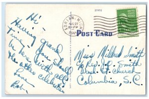 1945 Post Office Building Entrance Flag Classic Car Adrian Michigan MI Postcard