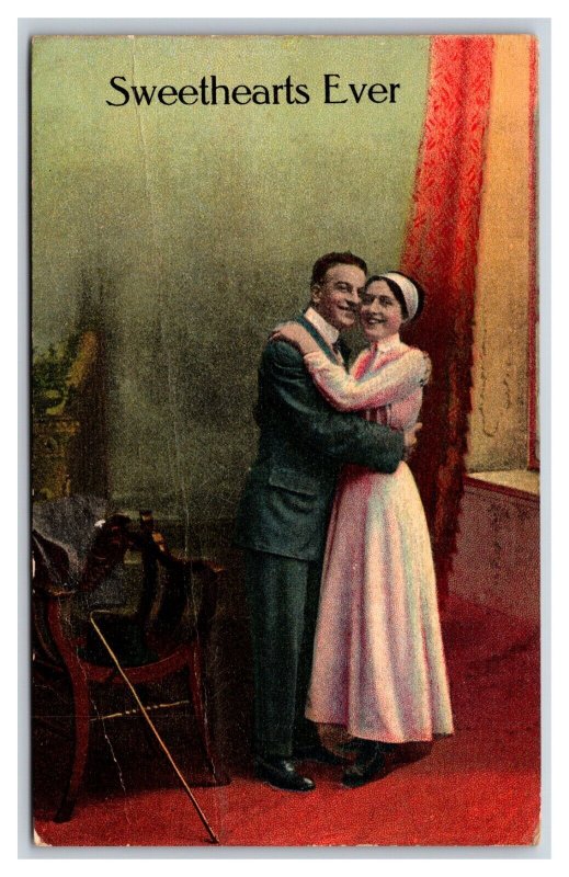 Romance Sweethearts Ever Couple in Embrace UNP DB Postcard R16