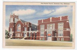 First Baptist Church Oklahoma City OK linen postcard