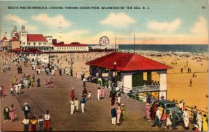 Postcard NJ Wildwood by the Sea Beach & Boardwalk Roller Coaster 1941 M28