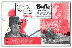 1944 Mining Butte Montana Tap Er Light RPO Soldier Mail Vintage Antique Postcard