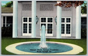 Vtg Warm Springs GA Georgia Foundation Fountain 1940s Old Linen View Postcard