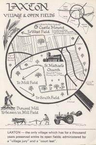 Laxton Nottingham Map Farm Tractor Mill Fields Postcard