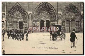 Paris Postcard Old Portal Notre Dame