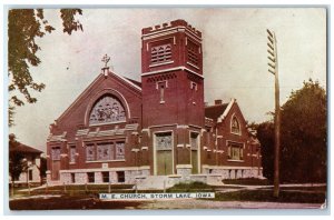 1914 M.E. Church Storm Lake Iowa IA Arnolds Park IA Antique Posted Postcard