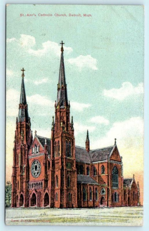DETROIT, Michigan MI ~ ST. ANN'S CATHOLIC CHURCH  1911 Postcard