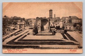 Temple of Flora & Cupid Rome Italy Vintage Postcard 0611