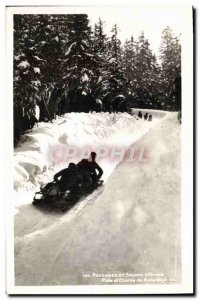 Old Postcard of Sports & # 39hiver Ski Bobsleigh track and race