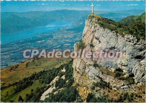 Postcard Modern Landscapes Savoie cross Nivolet (1553 m) and Lake Bourget