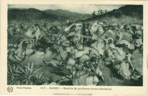 CPA AK MAROC Bataille de partisans contre dissidents Flandrin (38437)