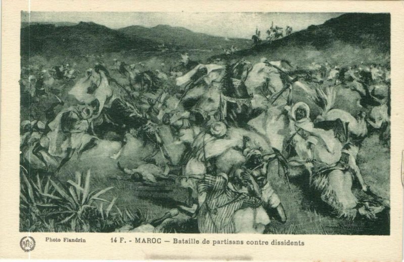 CPA AK MAROC Bataille de partisans contre dissidents Flandrin (38437)