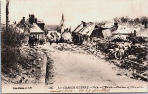 France Military La Grande Guerre Nesle L'Entrée Vintage Postcard C162