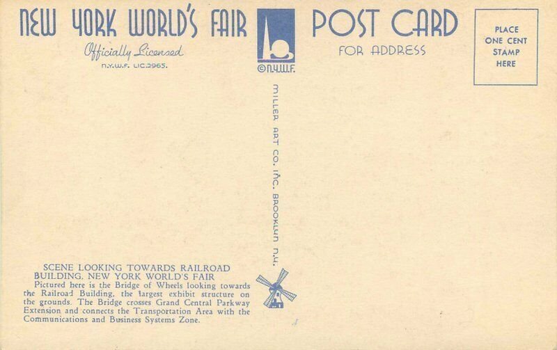 New York Worlds Fair 1929 Railroad Building Miller #143 Postcard 21-440