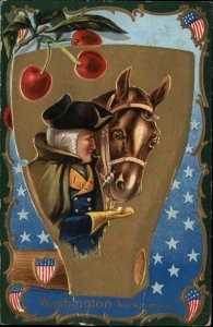 George Washington with Horse His Kindness c1910 Patriotic Vintage Postcard