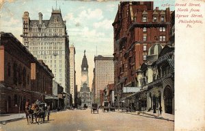 Philadelphia Pennsylvania c1910 Postcard Broad Street From Spruce Street Glitter