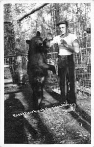 H50/ Harrison Michigan RPPC Postcard c1940s Rock's Bear Ranch Man  146