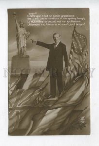 426790 WWI allies USA Flag Statue of Liberty president Woodrow Wilson Vintage